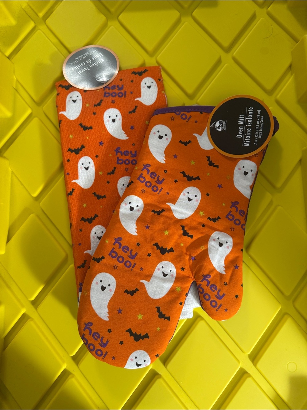 Halloween Cotton Oven Mitts - Orange, Gray, Black - (Brand) - Picture 2 of 5